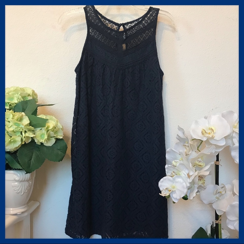Navy Blue Lace Mini Dress